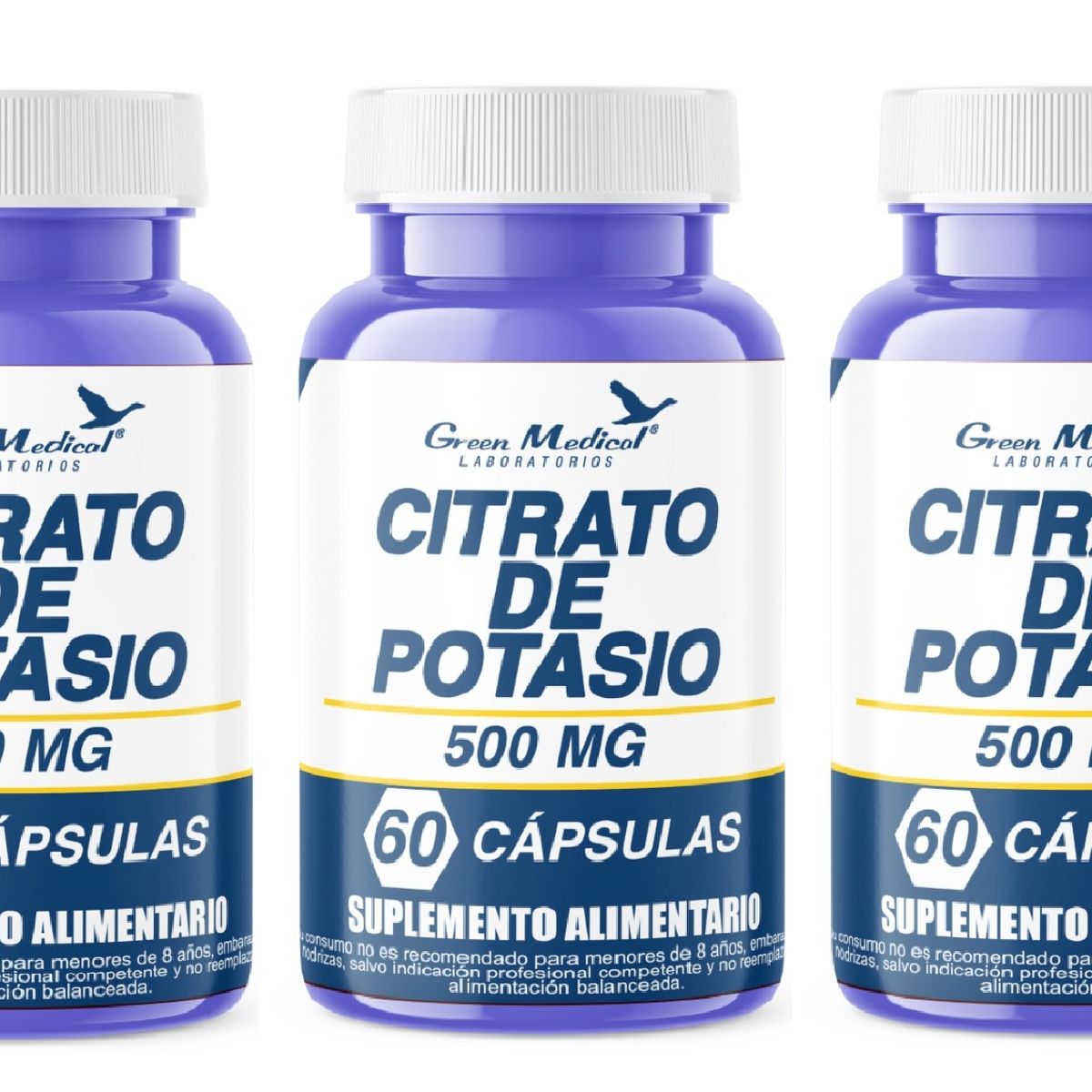 GREEN MEDICAL - Pack Citrato De Potasio Puro Gm 180 Capsulas 3x60 Caps