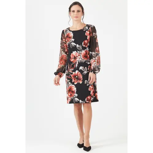 PRIVILEGE - Vestido negro estampado