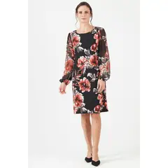 PRIVILEGE - Vestido negro estampado