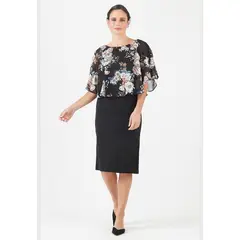 PRIVILEGE - Vestido negro estampado