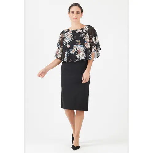 PRIVILEGE - Vestido negro estampado