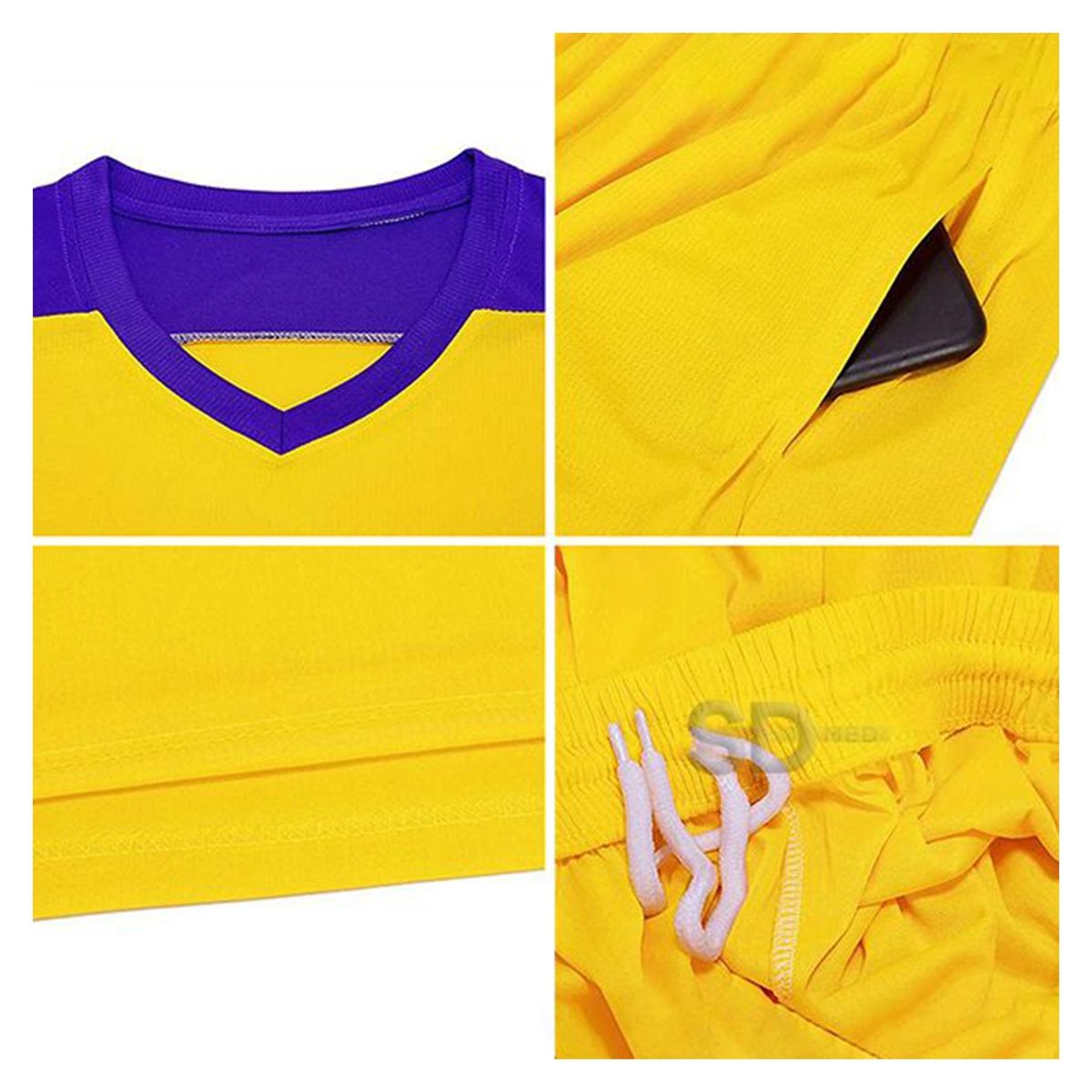 SDFIT - Uniforme de Basketball Unisex Mod 84980 (Amarillo / Morado) Talla L…