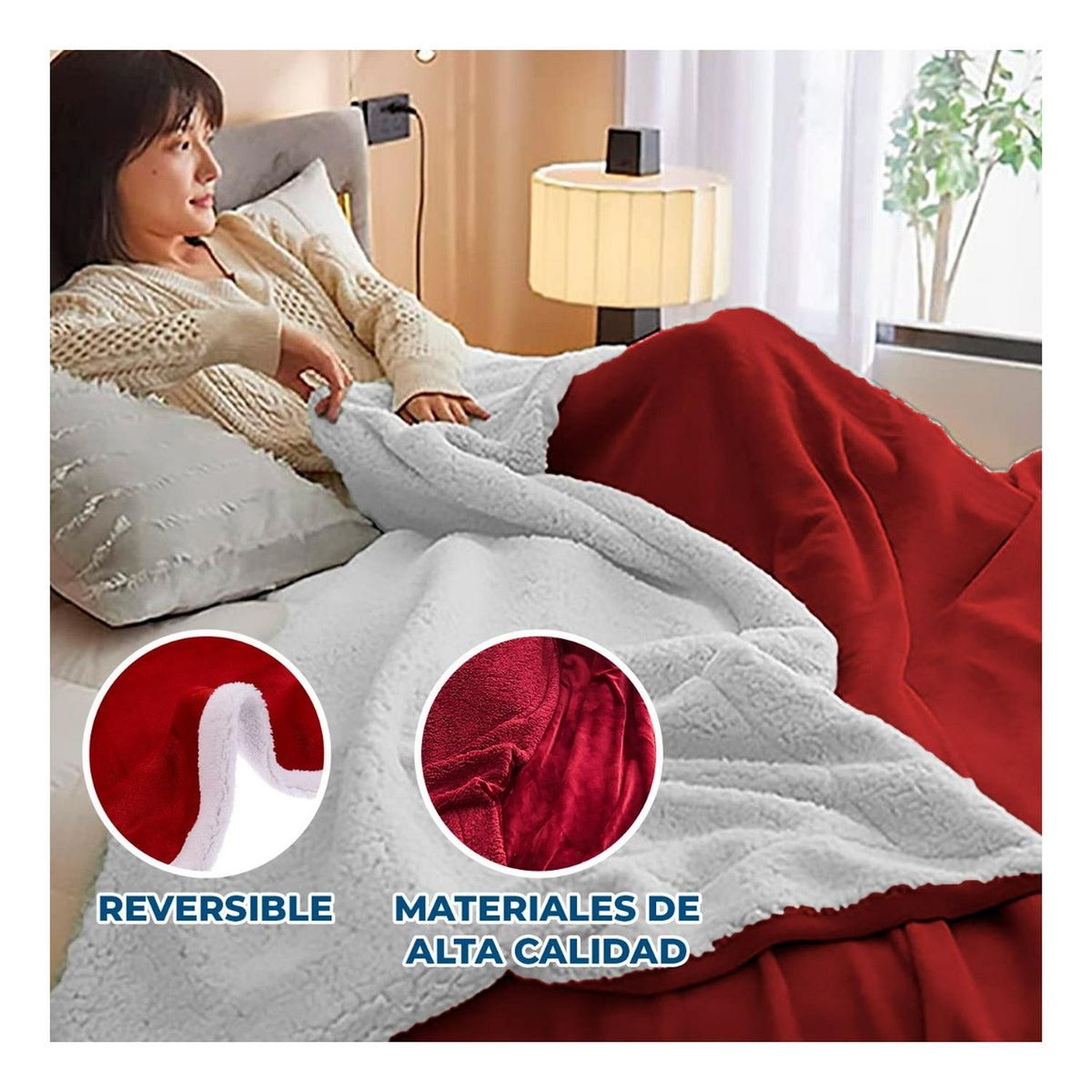 GLOBAL LATIN GROUP - Manta Sherpa Para El Invierno 200 X 230 - Azul - 2 Plazas