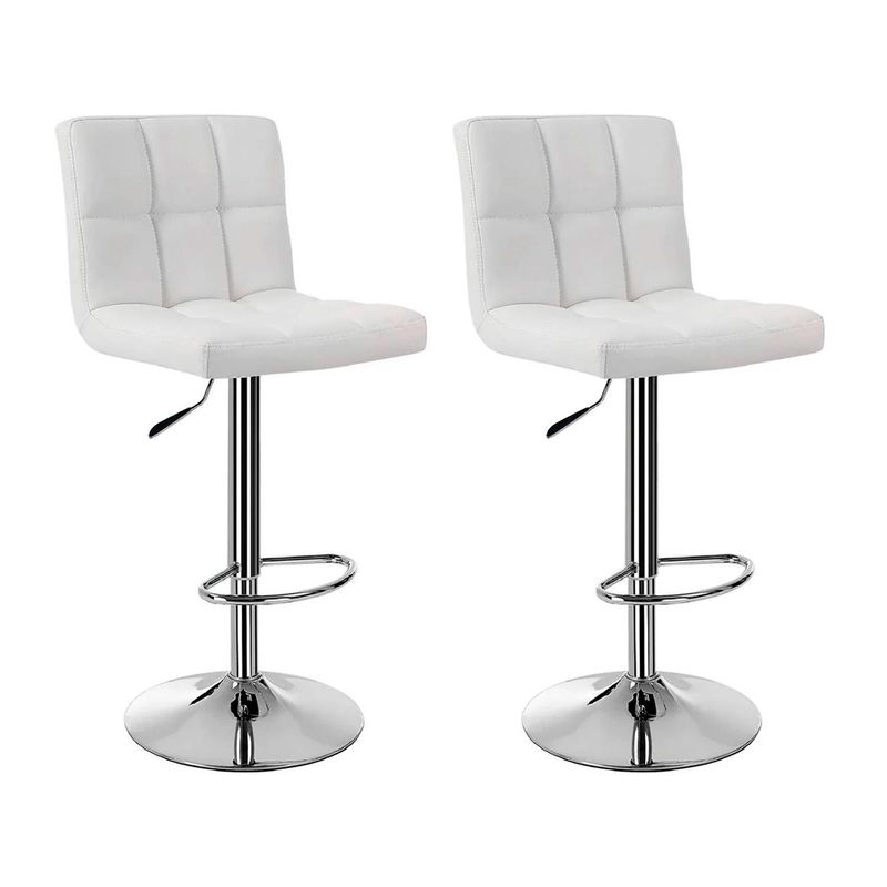 GLOBAL LATIN GROUP - Pack 2 Sillas Taburete Bar Ajustable 60-80cm con Respaldo - Blanco