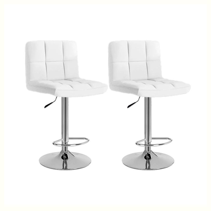 GLOBAL LATIN GROUP - Pack 2 Sillas Taburete Piso Bar Giratoria con Respaldo Cuadrado - Blanco