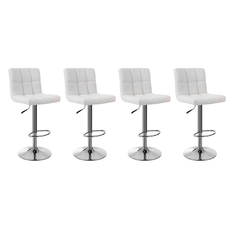 GLOBAL LATIN GROUP - Pack 4 Sillas Taburete Piso Bar Giratoria Con Respaldo Cuadrado - Blanco