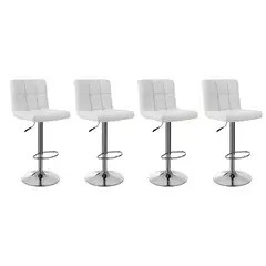 GLOBAL LATIN GROUP - Pack 4 Sillas Taburete Piso Bar Giratoria Con Respaldo Cuadrado - Blanco