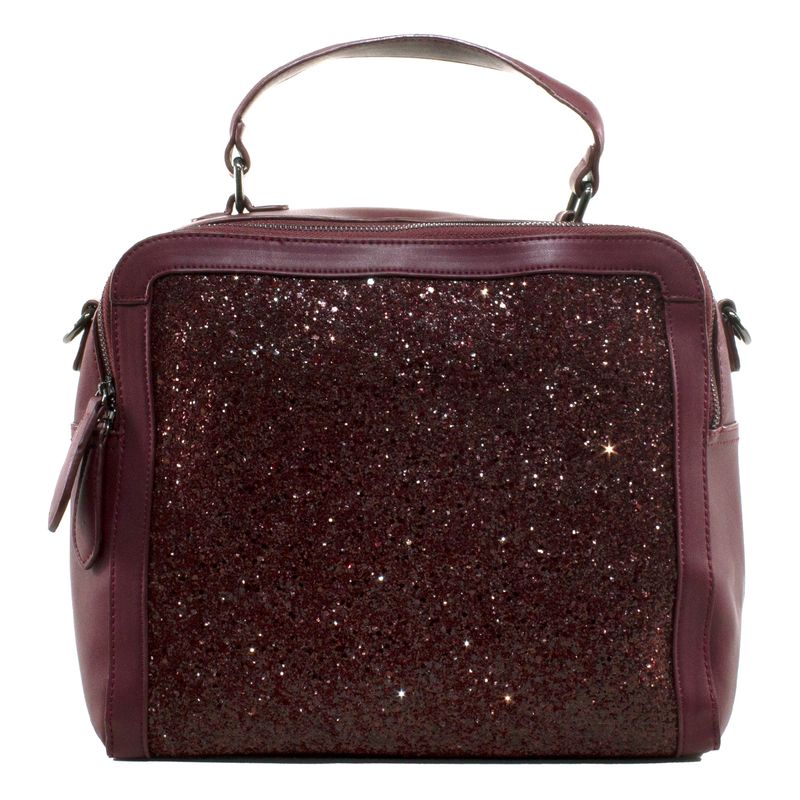 MAILEA - Cartera ecocuero grande rigida para mujer burdeo