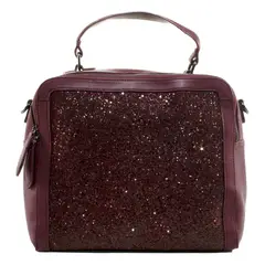 MAILEA - Cartera ecocuero grande rigida para mujer burdeo