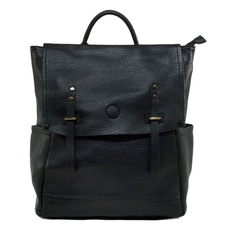MAILEA - Mochila ecocuero grande 2 pasadores para mujer negro