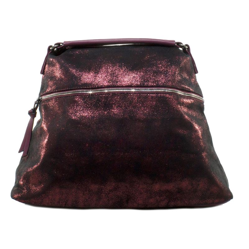 MAILEA - Cartera ecocuero grande metal cierre para mujer burdeo