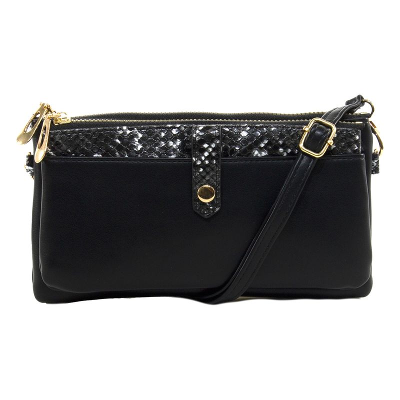 MAILEA - Porta celular doble de ecocuero para mujer negro