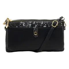 MAILEA - Porta celular doble de ecocuero para mujer negro
