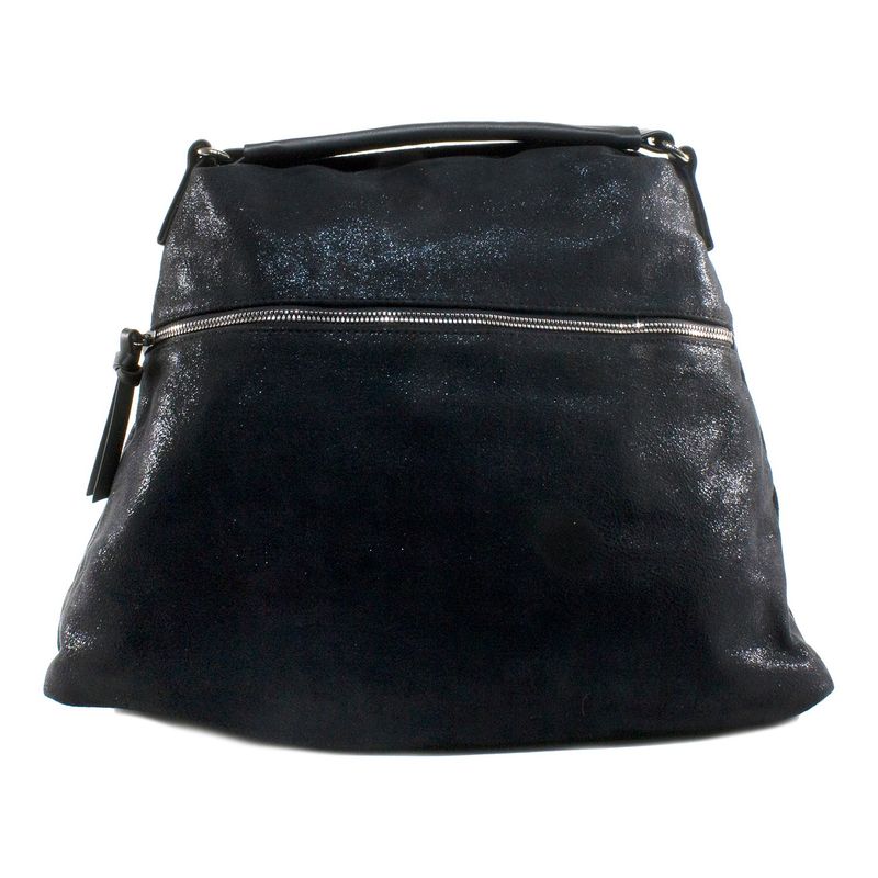 MAILEA - Cartera ecocuero grande metal cierre para mujer negro
