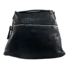 MAILEA - Cartera ecocuero grande metal cierre para mujer negro