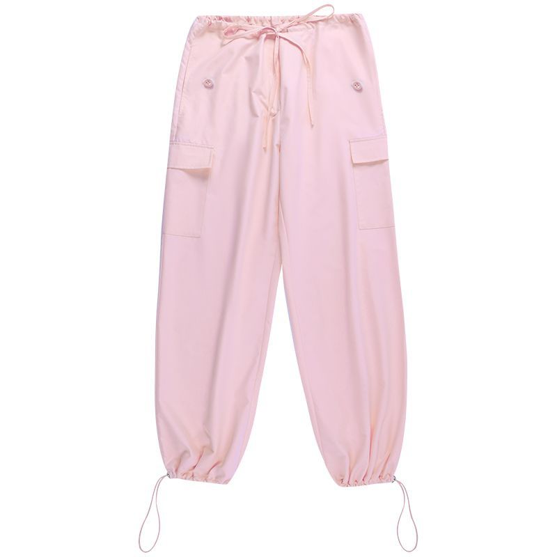 BONVERANO - Pantalones cargo de cintura baja para mujer Rosa..