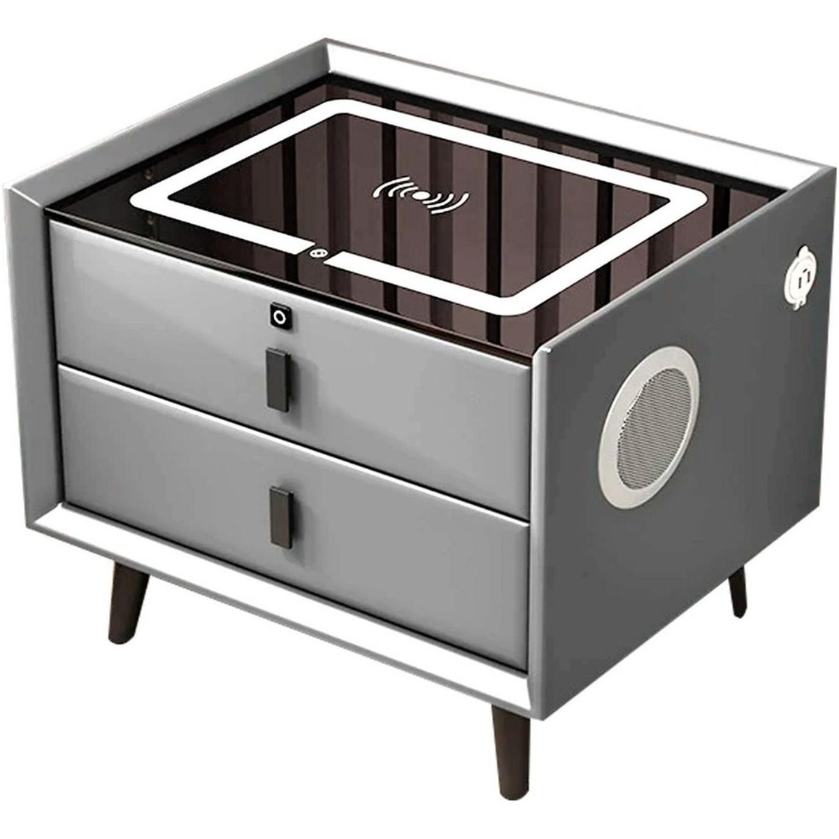 GLOBAL LATIN GROUP - Velador Inteligente con huella y parlante - Gris