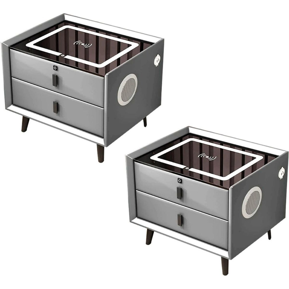 GLOBAL LATIN GROUP - Velador Inteligente con huella y parlante - Gris