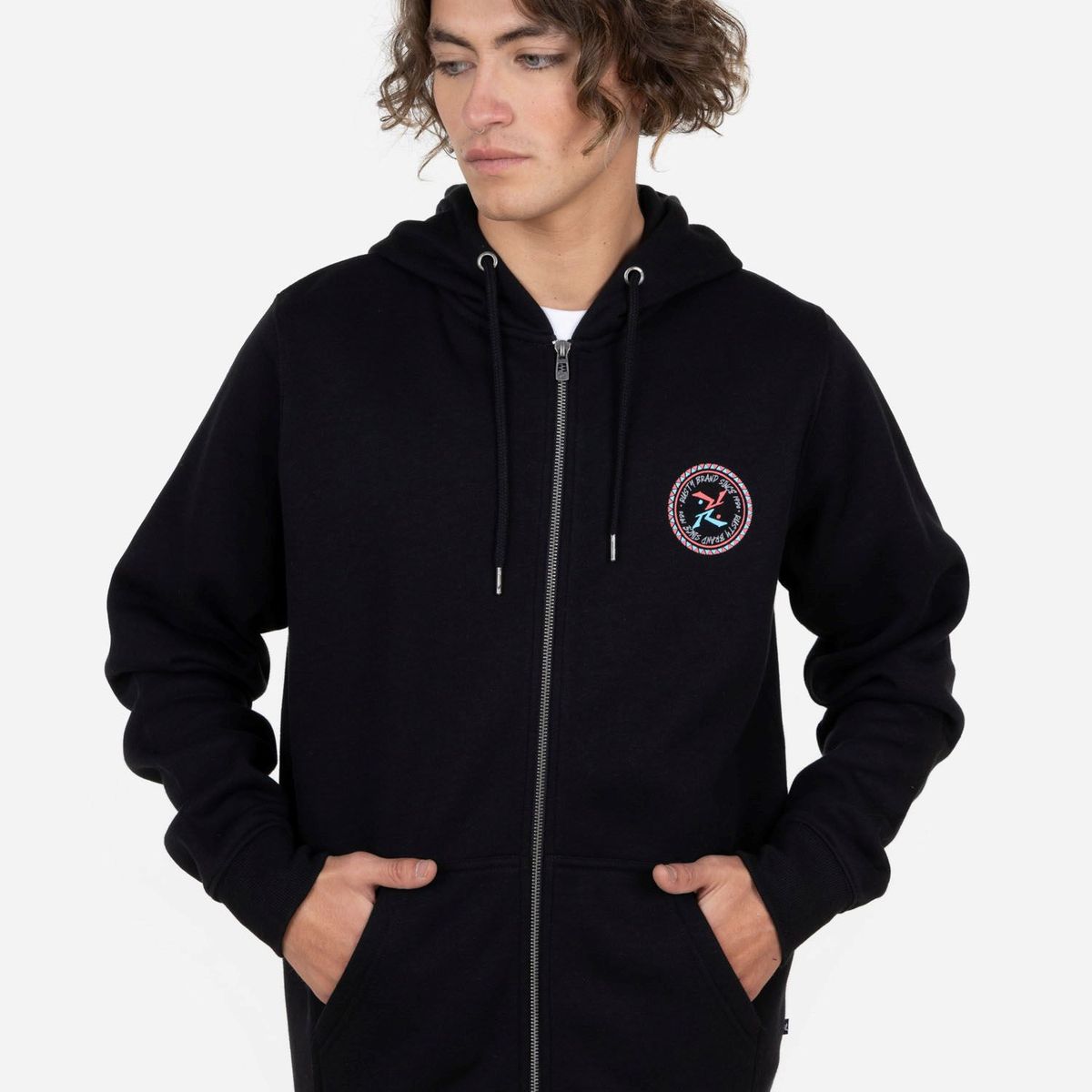 RUSTY - Poleron RITO ZIP Hombre Negro Rusty