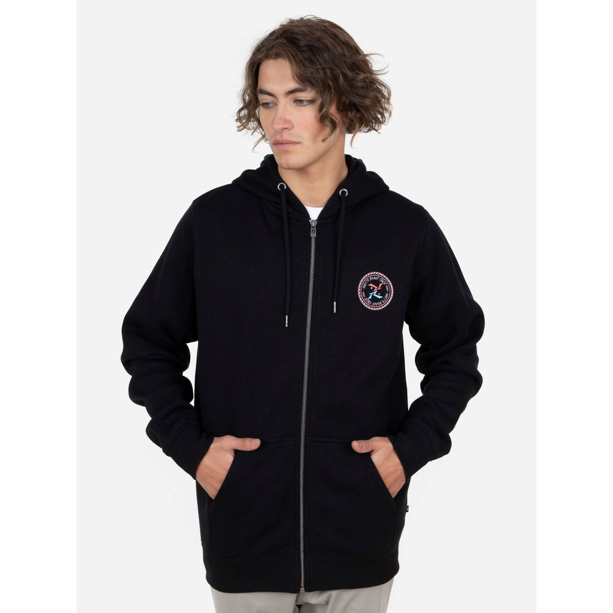 RUSTY - Poleron RITO ZIP Hombre Negro Rusty