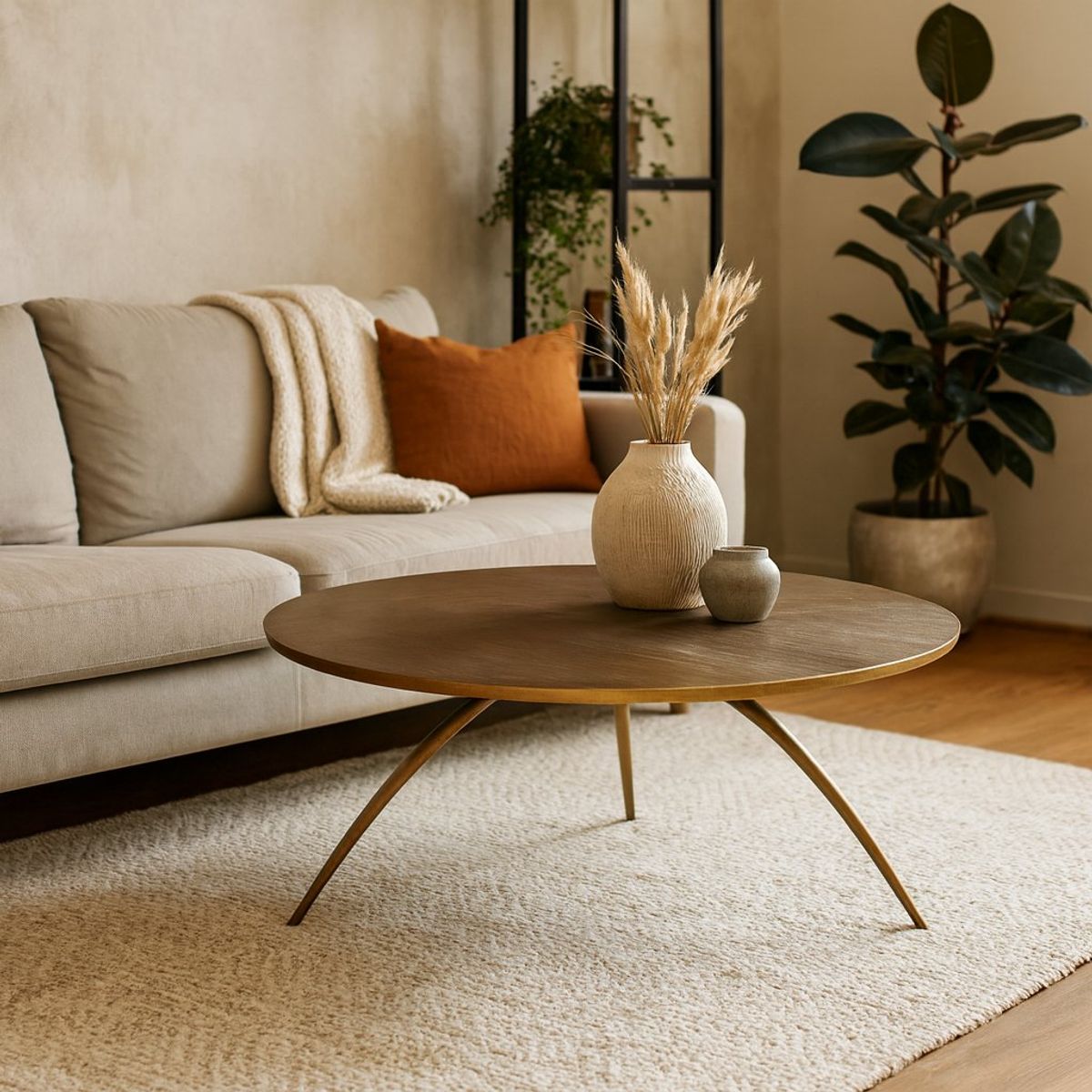 MEYA MUEBLES - Mesa de Centro Parda madera y acero 37x80