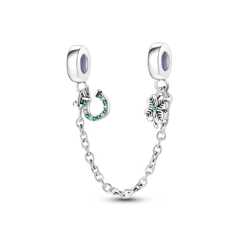 SILVER HEART - Charm Cadena Doble Suerte en Plata Fina 925 SILVER HEART