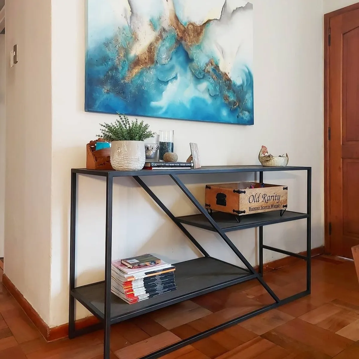 MEYA MUEBLES - Arrimo Tibet madera olmo y acero 85x150x45