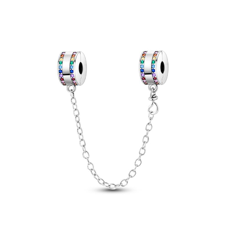 SILVER HEART - Charm Cadena Circones Coloridos en Plata Fina 925 SILVER HEART