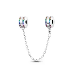 SILVER HEART - Charm Cadena Circones Coloridos en Plata Fina 925