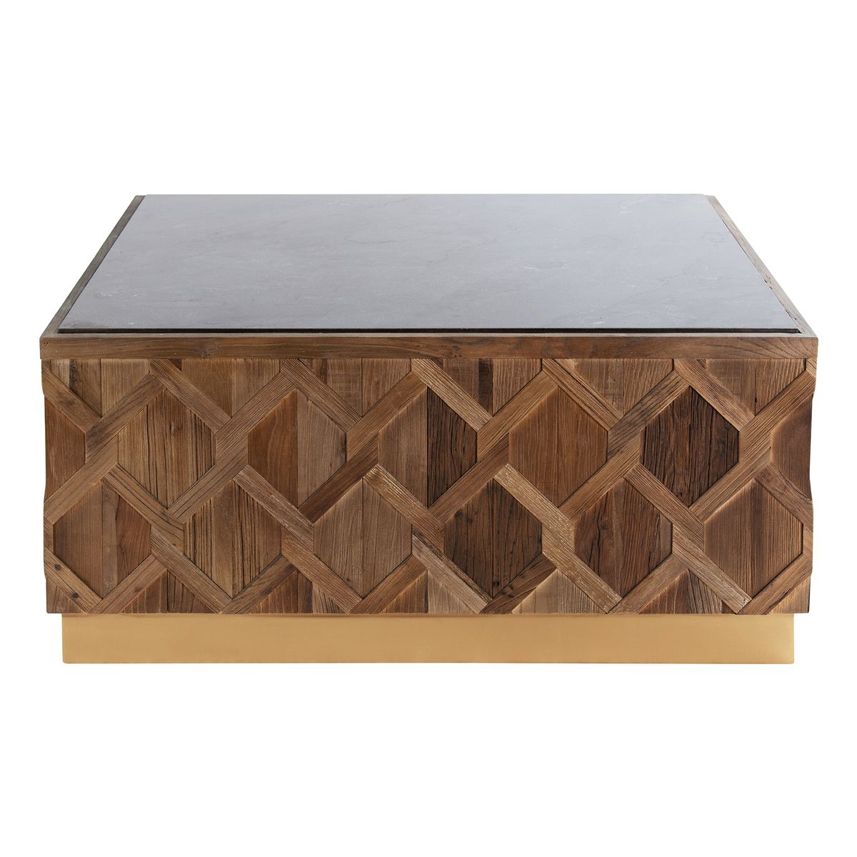 MEYA MUEBLES - Mesa de Centro Gurun madera de olmo y marmol 46x100x100