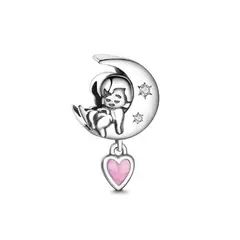 SILVER HEART - Charm Bebé durmiendo en la Luna en Plata Fina 925