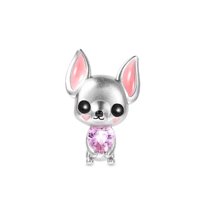 SILVER HEART - Charm Cachorro Chihuahua y Corazón en Plata Fina 925 SILVER HEART