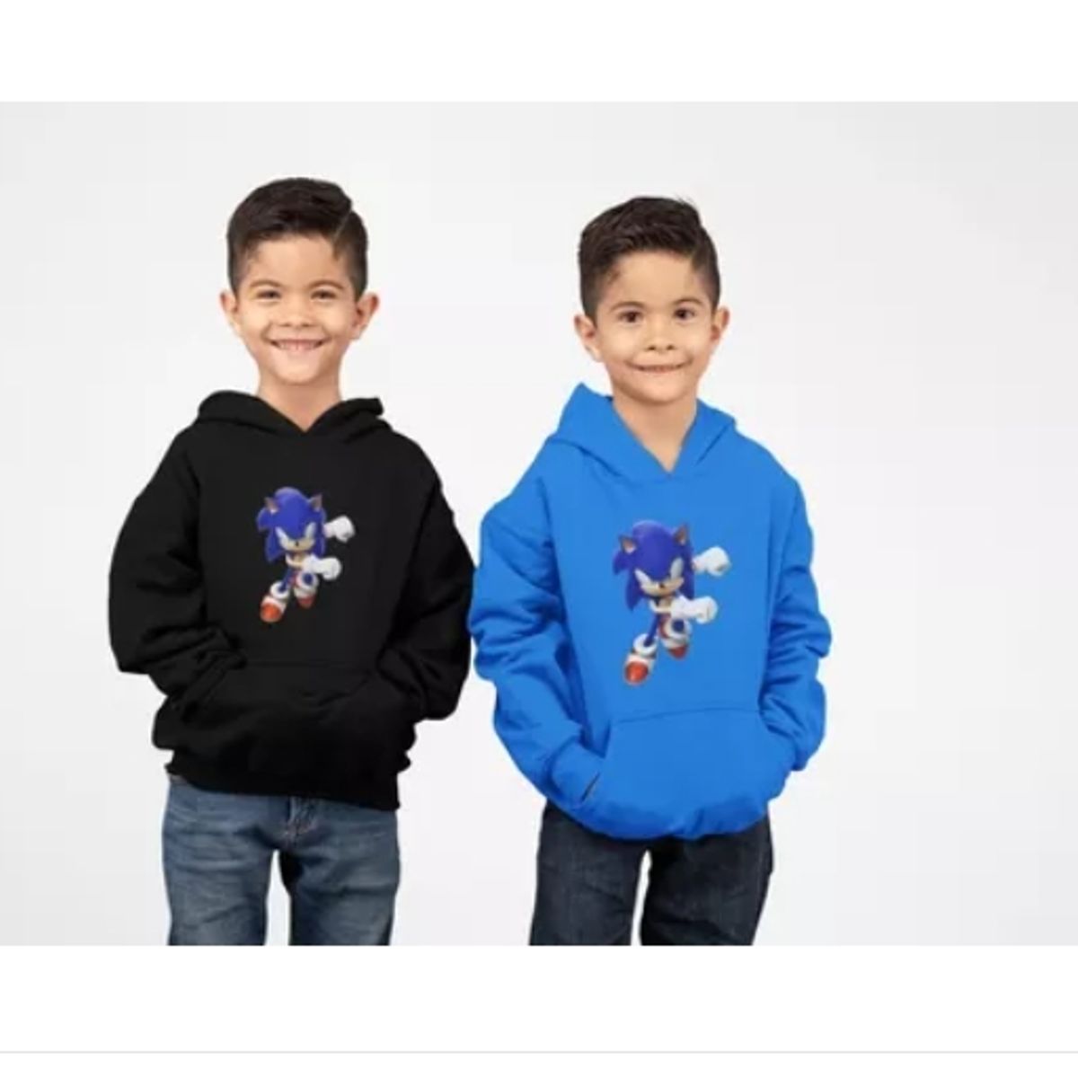 GENERICO - Poleron Niños Sonic De Algodon Estampado Invierno Unisex