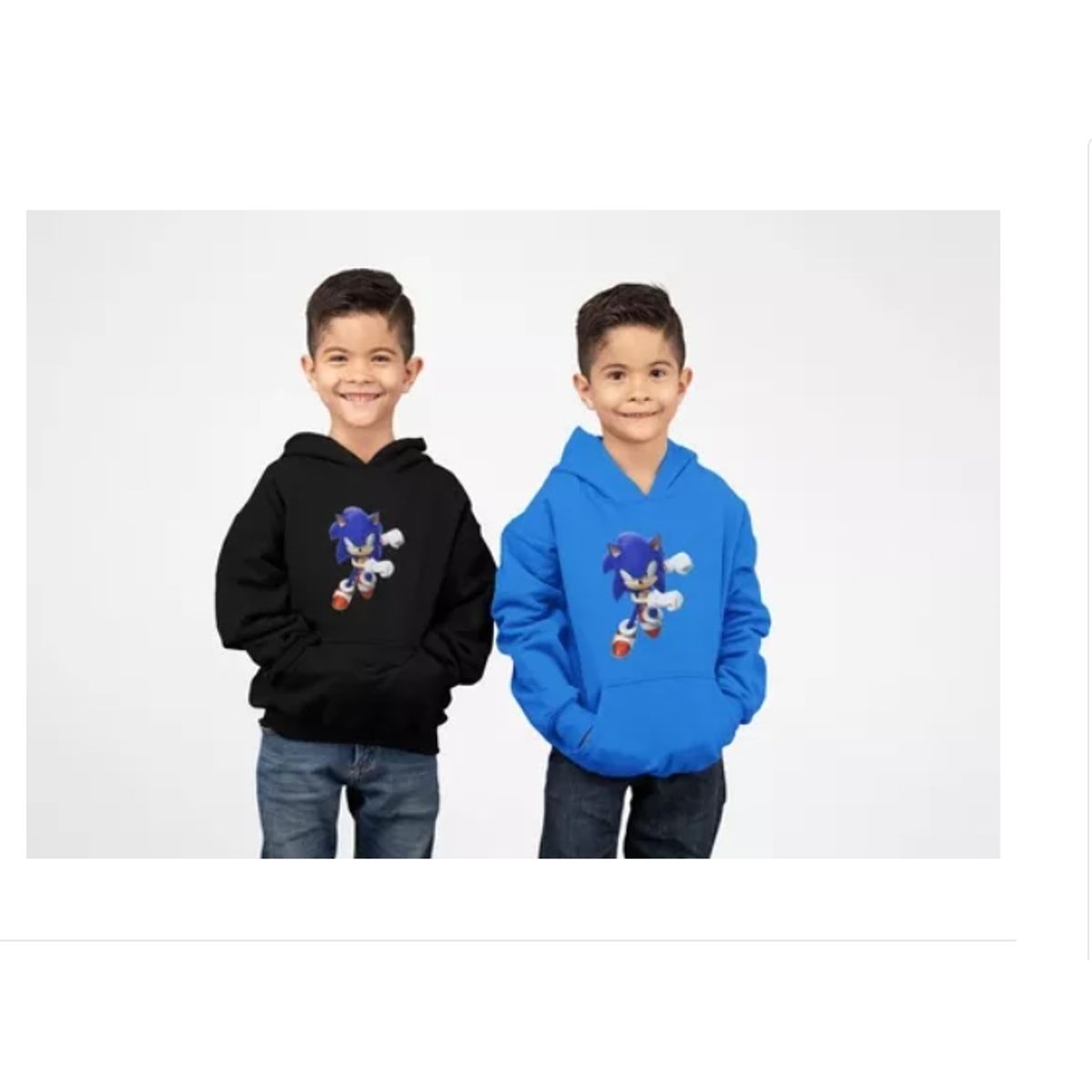 GENERICO - Poleron Niños Sonic De Algodon Estampado Invierno Unisex