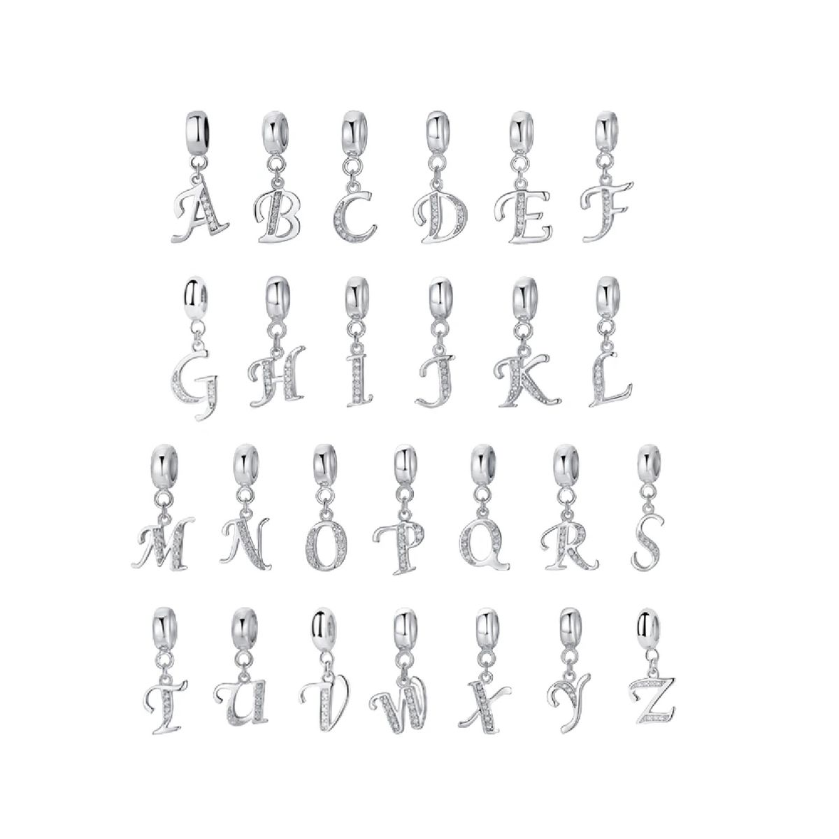 SILVER HEART - Charm Letra D con Circones en Plata Fina 925 SILVER HEART