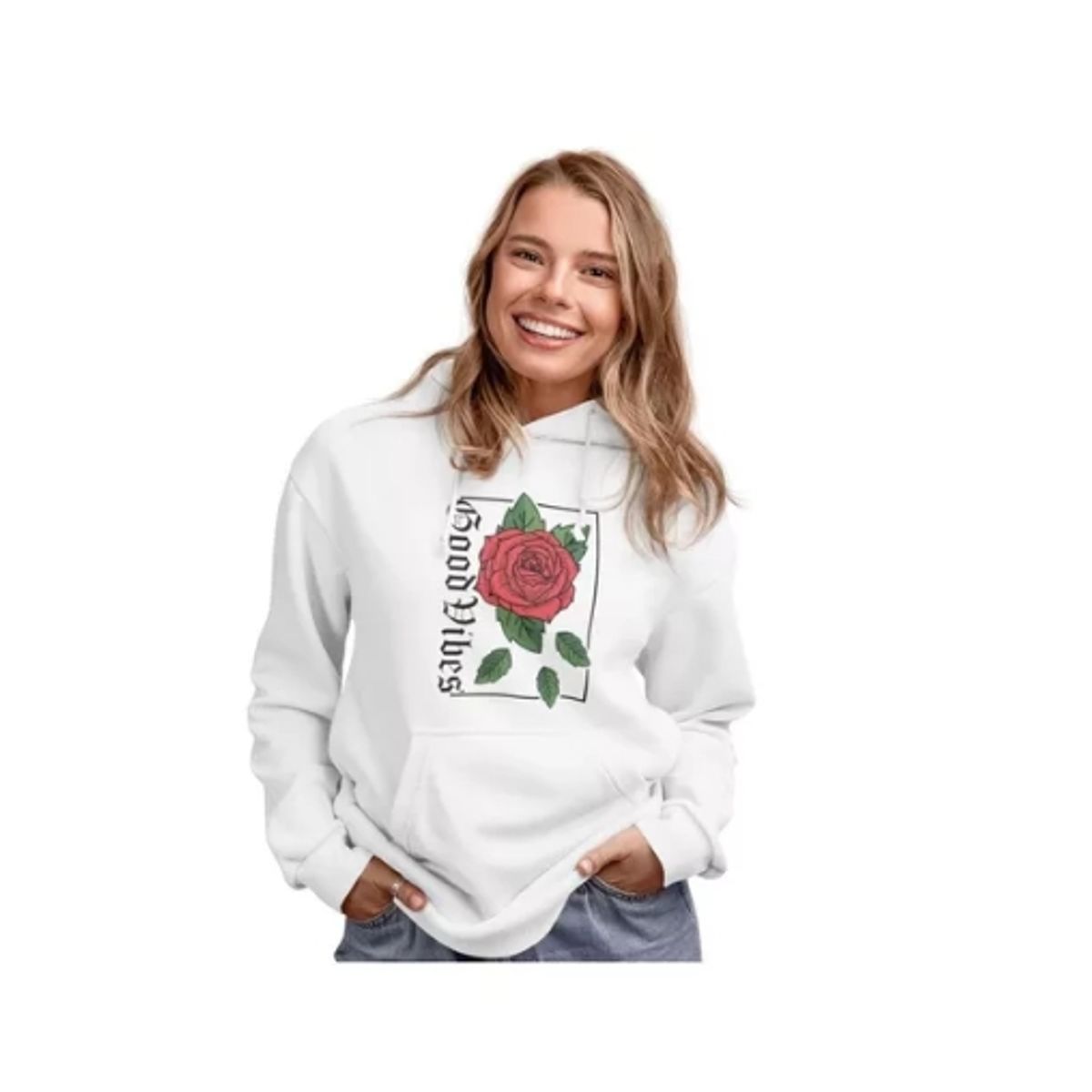 GENERICO - Polerón Dama Rosas Flor Energia Alegre Estampado