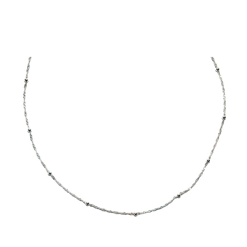 ANDREA COGGIOLA JOYAS - Collar Bolitas Cadena Turbillón 50cm Plata Fina 925