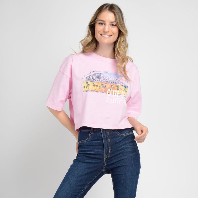 O'NEILL - POLERA MANGA CORTA DRILL ROSADO