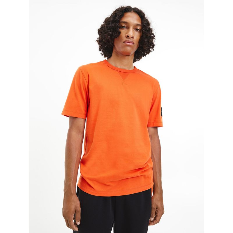 CALVIN KLEIN - Polera Monogram Sleeve Naranja Calvin Klein