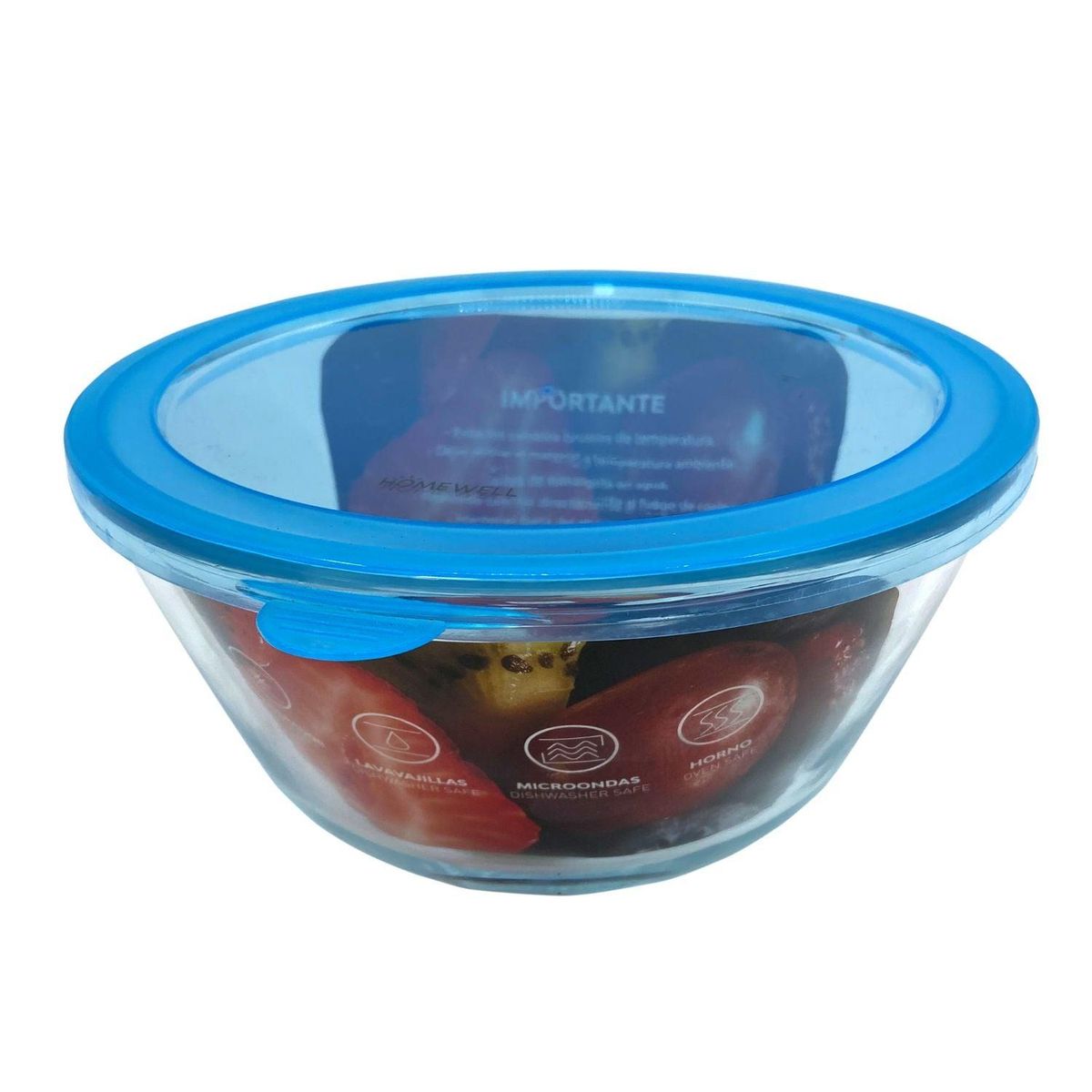 HOMEWELL - Bowl Vidrio con Tapa 1050ml HOMEWELL