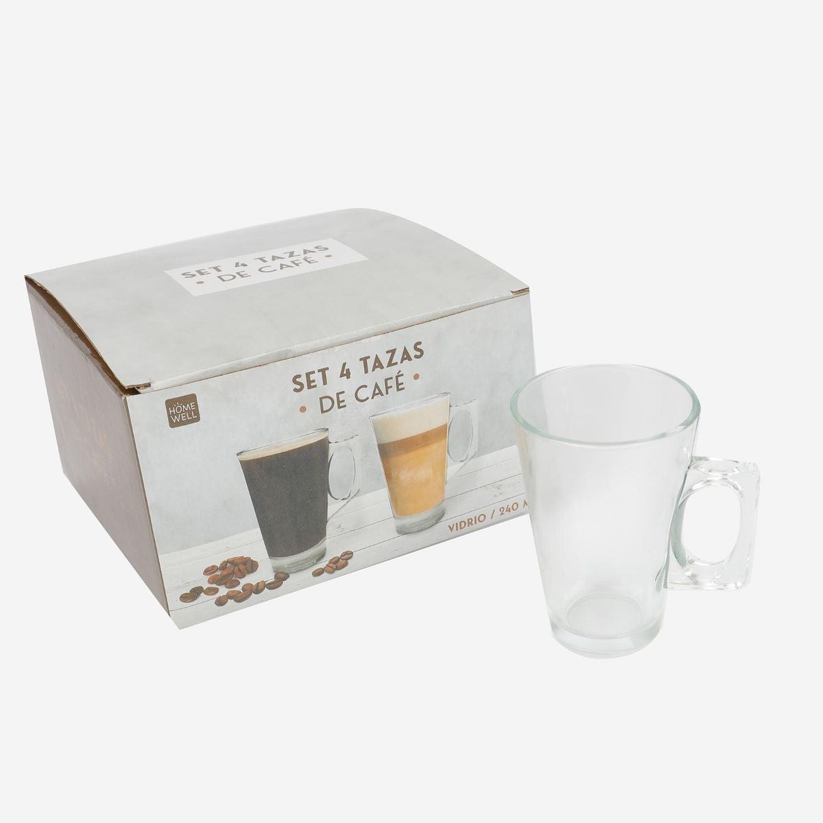 HOMEWELL - Set Tazas de Café 240ml (4u) HOMEWELL