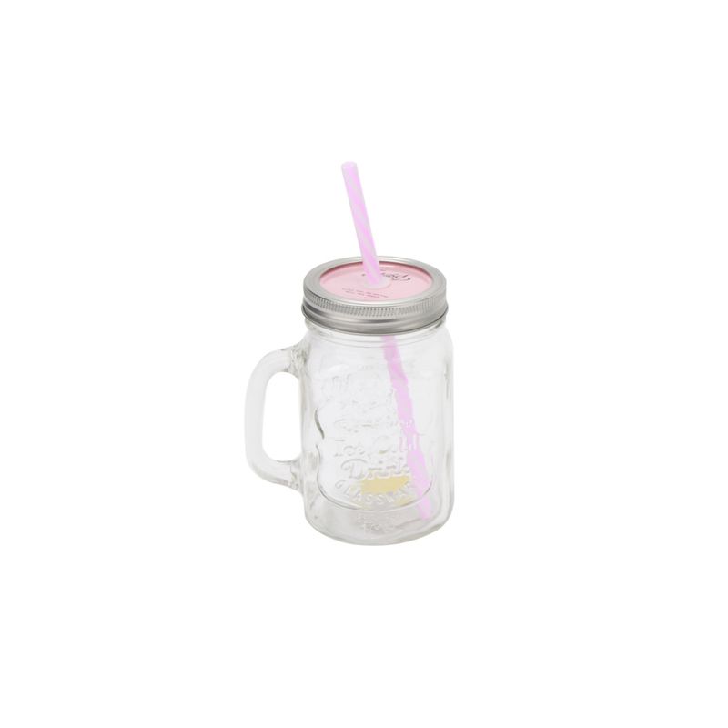 HOMEWELL - Frasco vaso vidrio tapa rosa 13.2x7.8cm