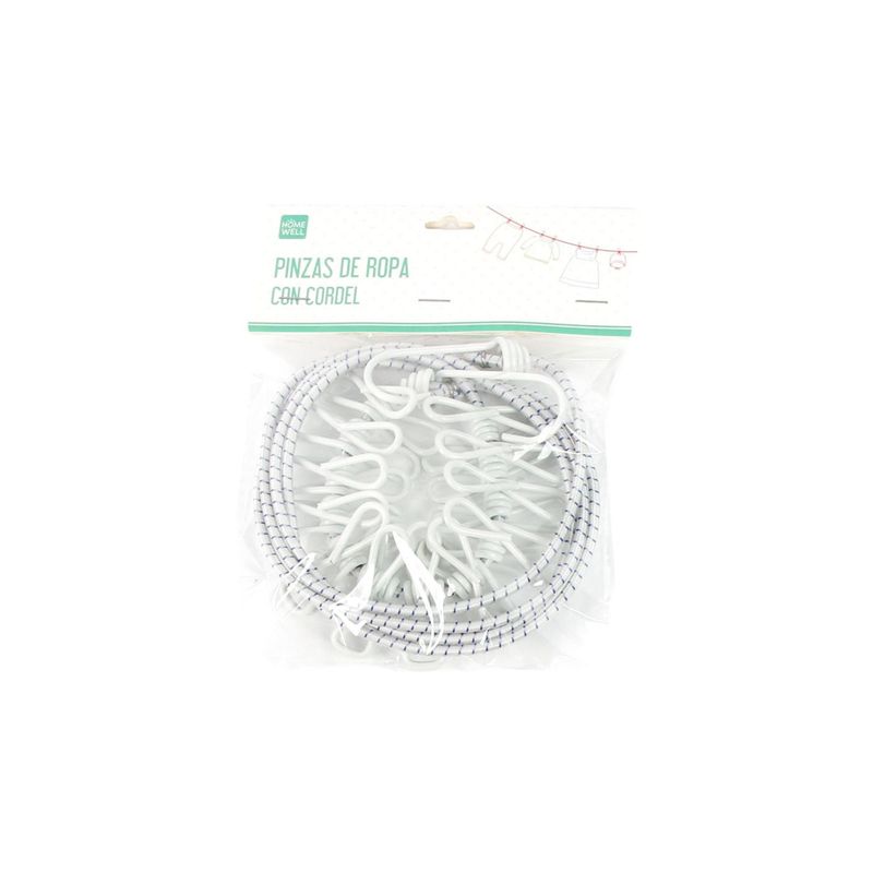 HOMEWELL - Pinza ropa metal con cordel blanco (12u)