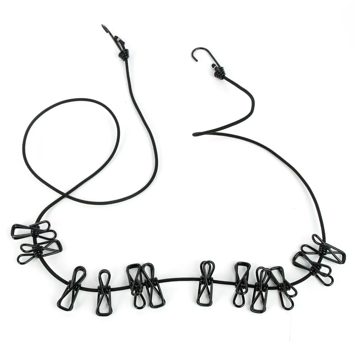 HOMEWELL - Pinza ropa metal con cordel  negro (12u)