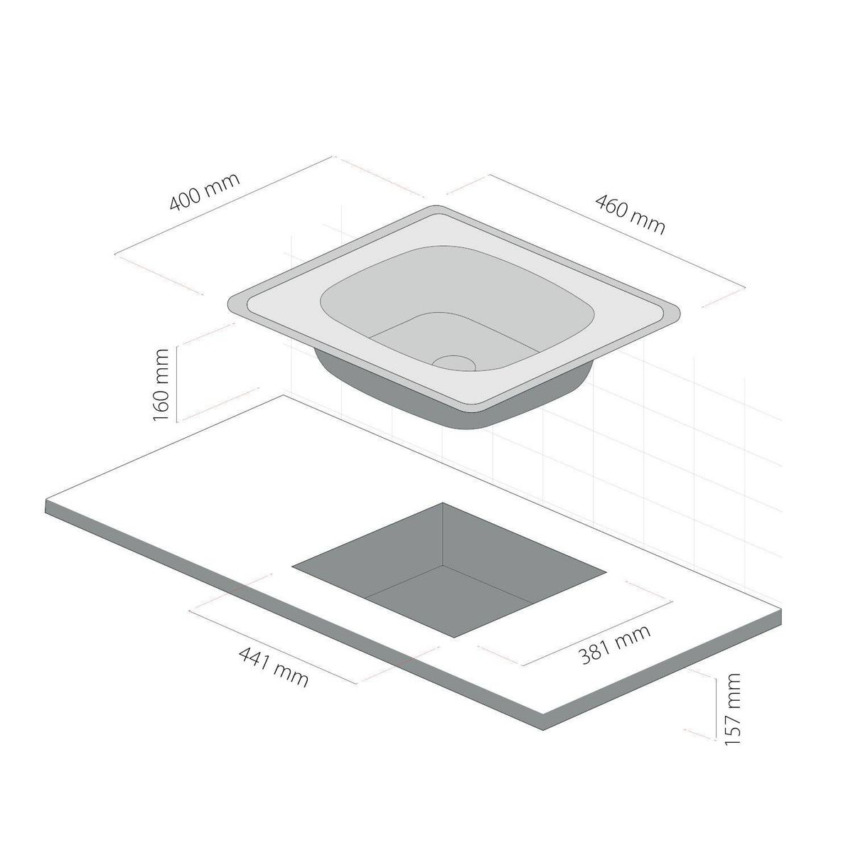 SPLENDID - Lavaplatos empotrado 460 x 400 1 cubeta splendid