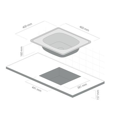 Imagen 2 del producto Lavaplatos empotrado 460 x 400 1 cubeta