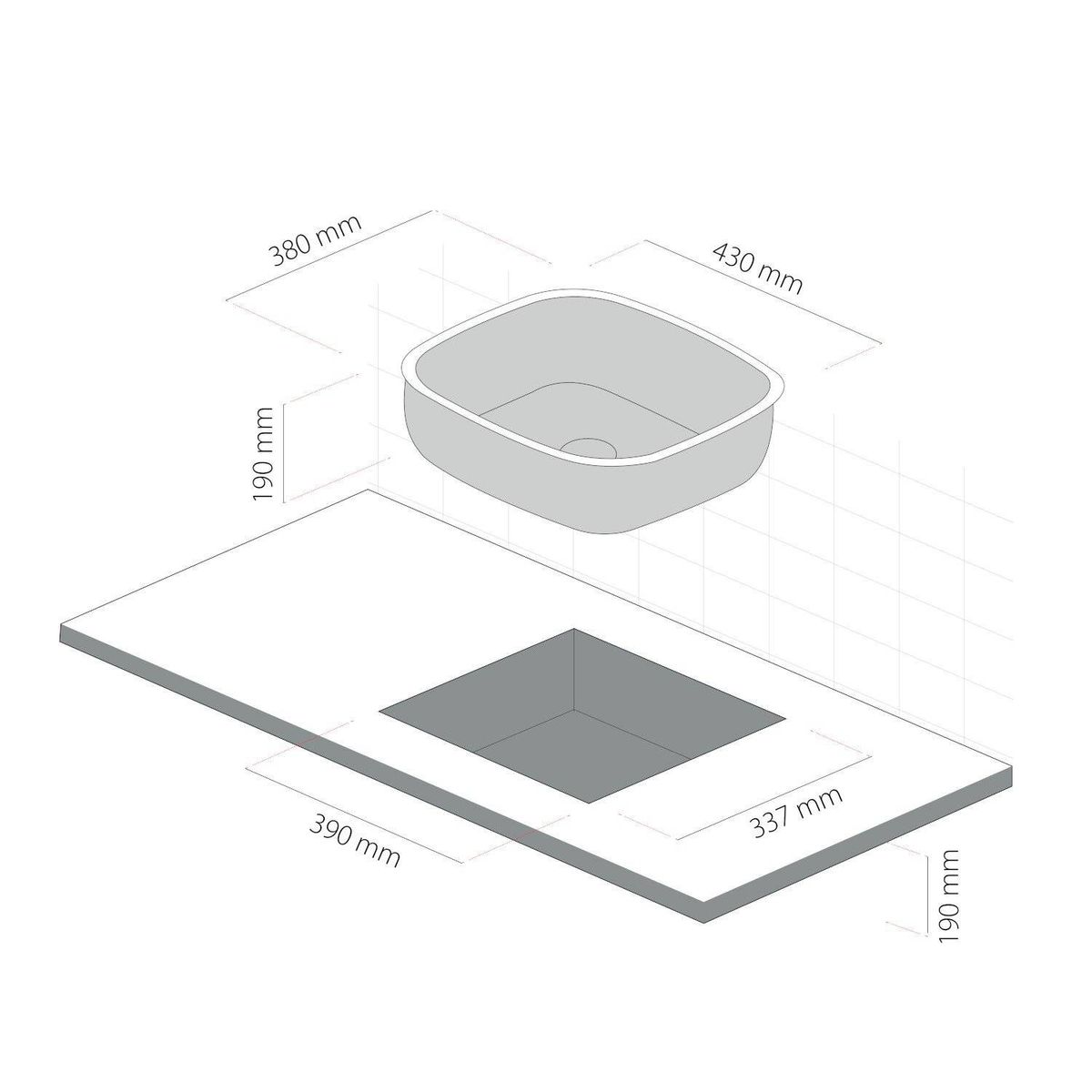 SPLENDID - Lavaplatos bajo cubierta 430x380 1 cubeta splendid