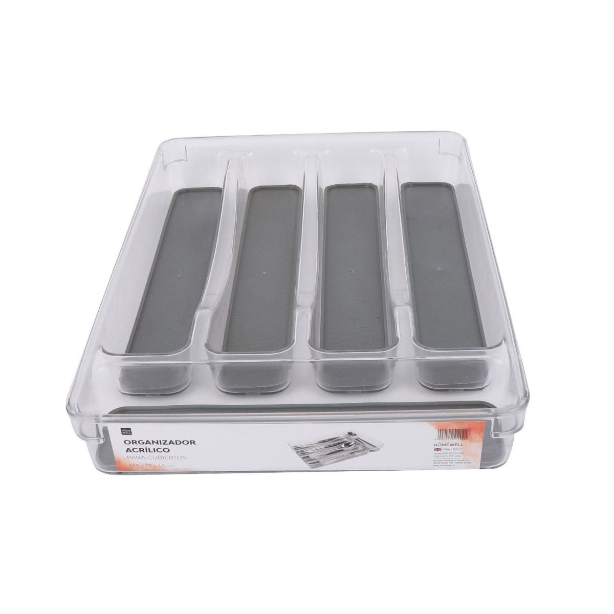HOMEWELL - Organizador Acrílico para Cubiertos 32.5x23x4.5cm HOMEWELL