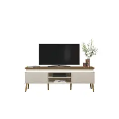 RODLER - Rack TV 75" Luz LED Lumina Café y Beige