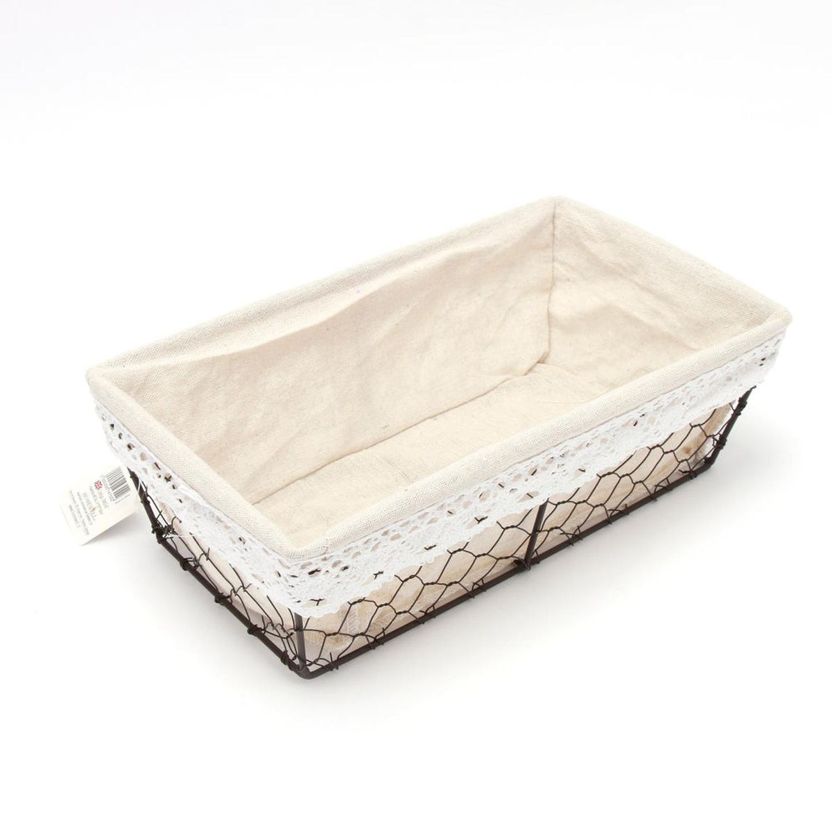 HOMEWELL - Panera de Rejilla Metal y Tela 31x17x10cm HOMEWELL